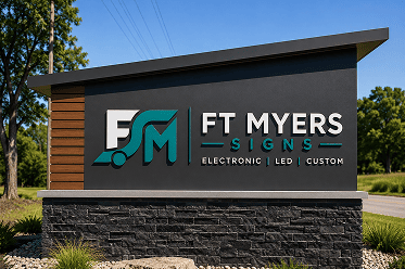Monument sign installation in Fort Myers FL commercial signage